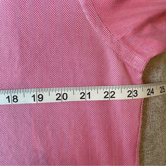 Holt Renfrew Raspberry White Herringbone 100% Cotton Made in Italy Sport Shirt - Picture 9 of 11